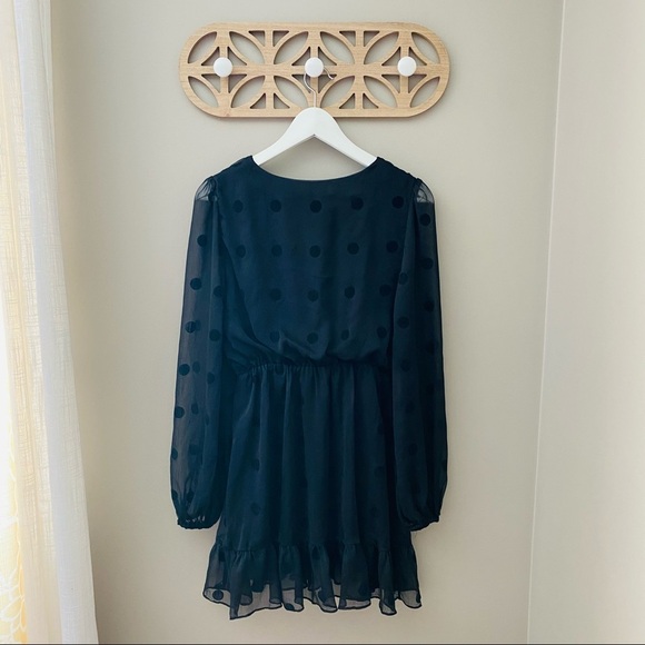 DO+BE Polkadot Long Sleeve Dress Black Sz Medium - Picture 6 of 9